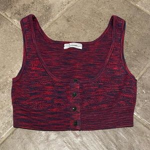 Urban Outfitters Button Front Crop Tank Top Red Blue Size Small